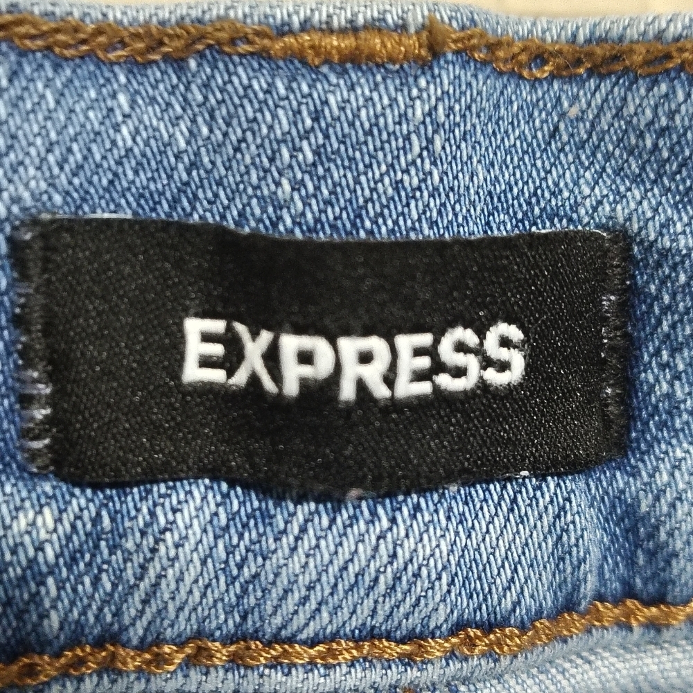 Express Women's Size 6s Modern Straight Super High Rise Denim Thrashed Jeans - Picture 6 of 9